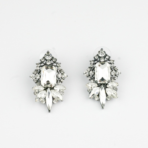 "Stella" Clear Crystal Statement Earrings - Picture 2 of 3